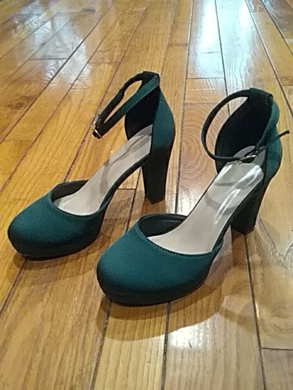 Green Ankle-Strap Platform Heels